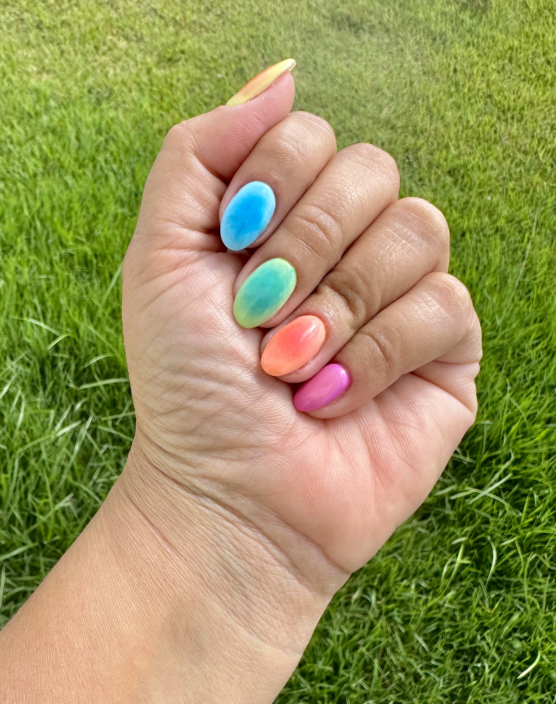 Colorful gel manicure.